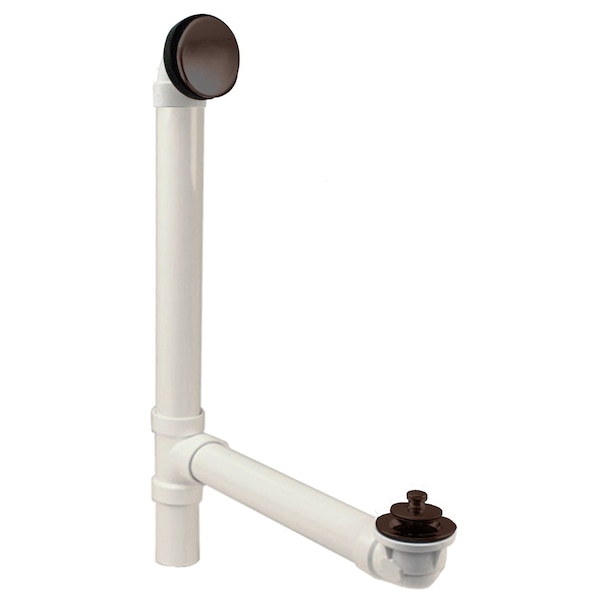 Westbrass Illusionary Overflow 12" & 4" Sch. 40 PVC Bath Waste & Overflow W/ Lift & Turn Bath Drain in Oil Rub 494244H-12 - main